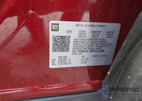 2024 Chevrolet Trailblazer Fwd Ls from USA, damaged, VIN KL79MMSL3RB141458